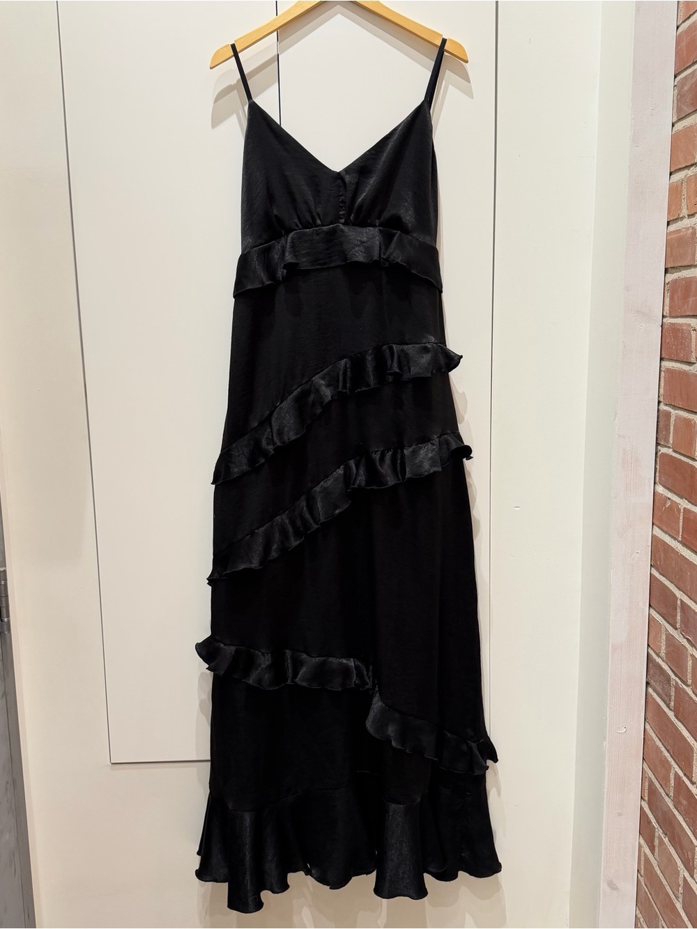 Black all over ruffle cami maxi dress
